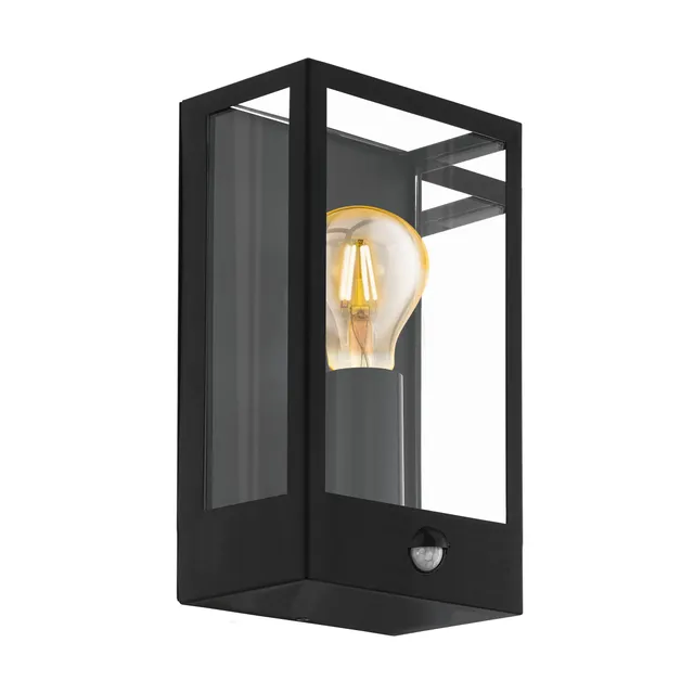 eglo-alamonte-1-flammige-au-en-wandlampe-schwarz-mit-bewegungsmelder-und-d-mmeru image 1