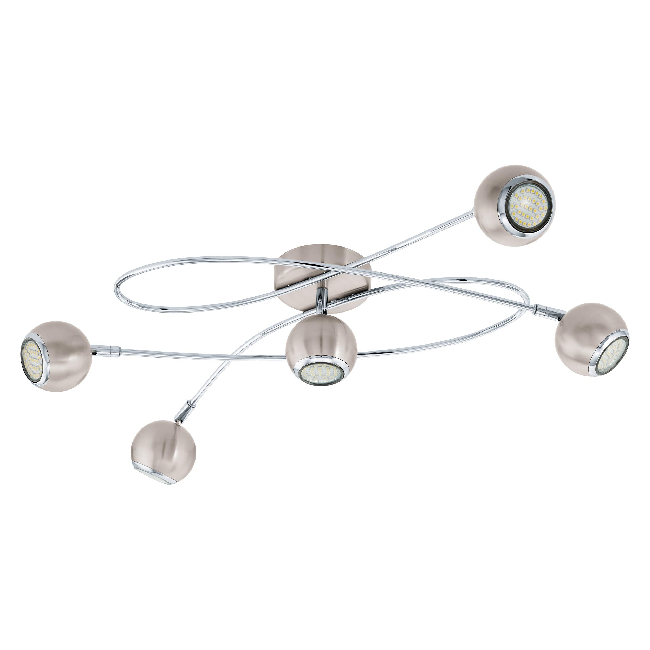 eglo-locanda-led-deckenleuchte-5-flammig-gu10-spots-schwenkbar-nickel-matt-chrom image 1