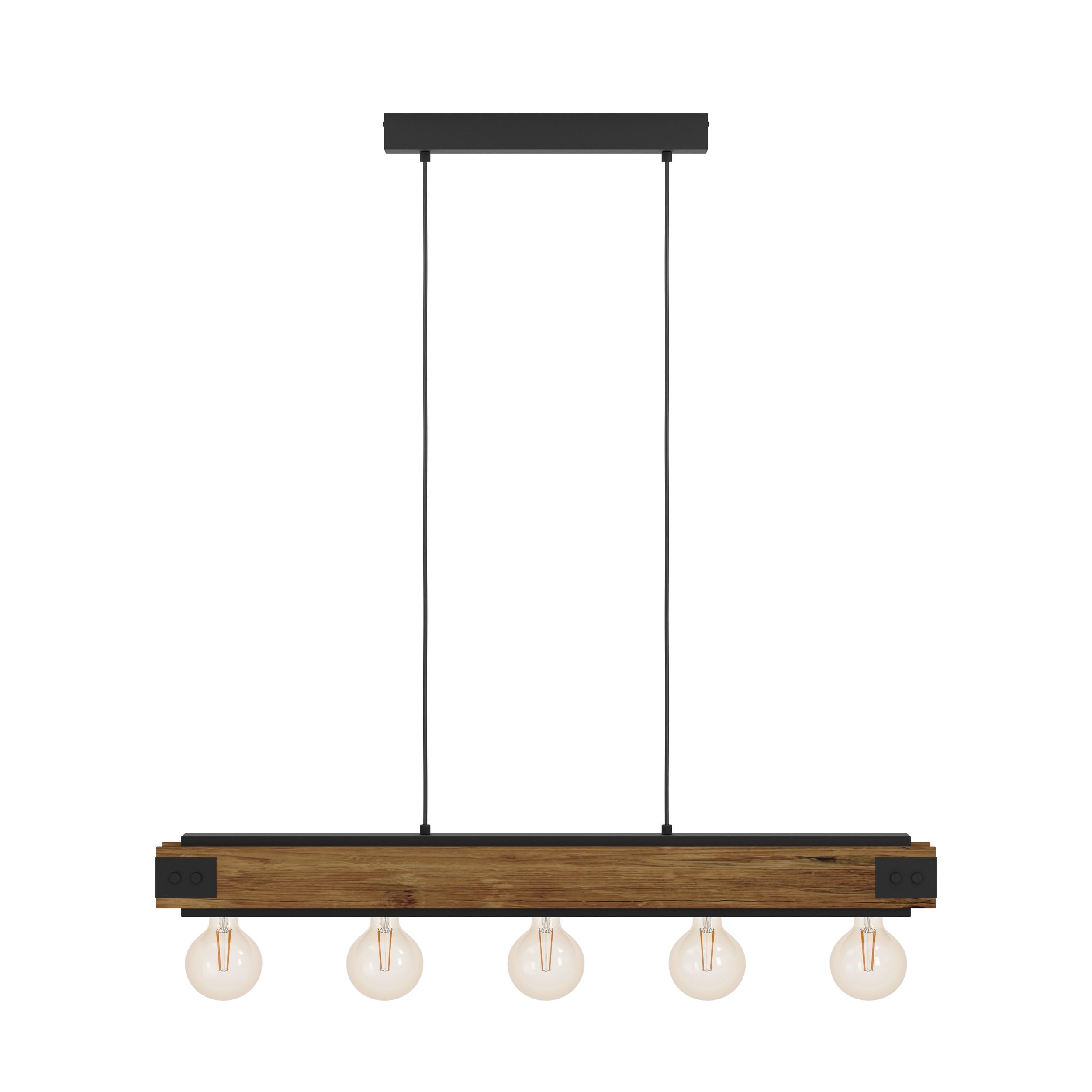 eglo-layham-5-flammige-pendelleuchte-vintage-industrial-schwarz-natur-e27 image 2