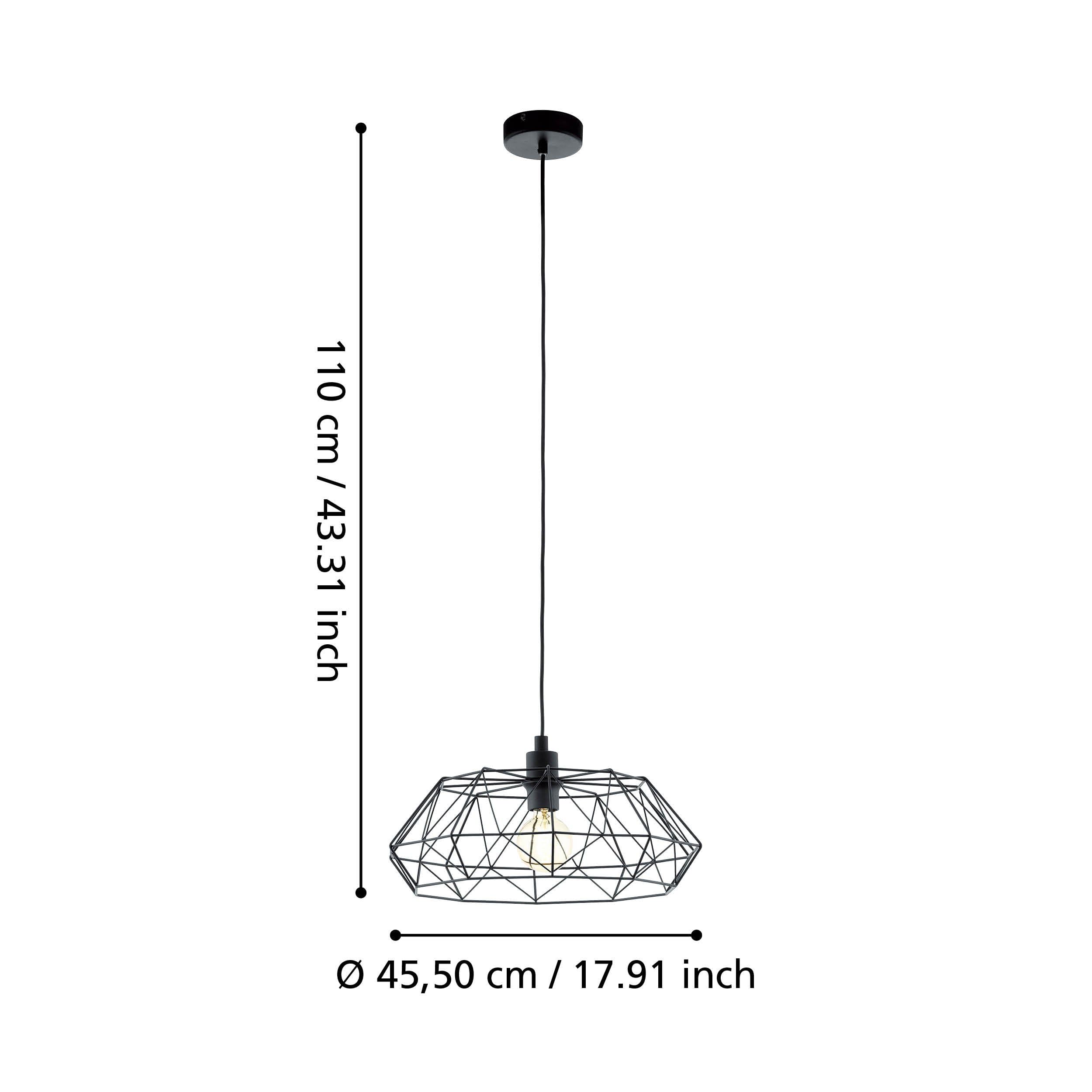 eglo-carlton-2-vintage-pendelleuchte-e27-drahtschirm-45-5cm-schwarz image 3