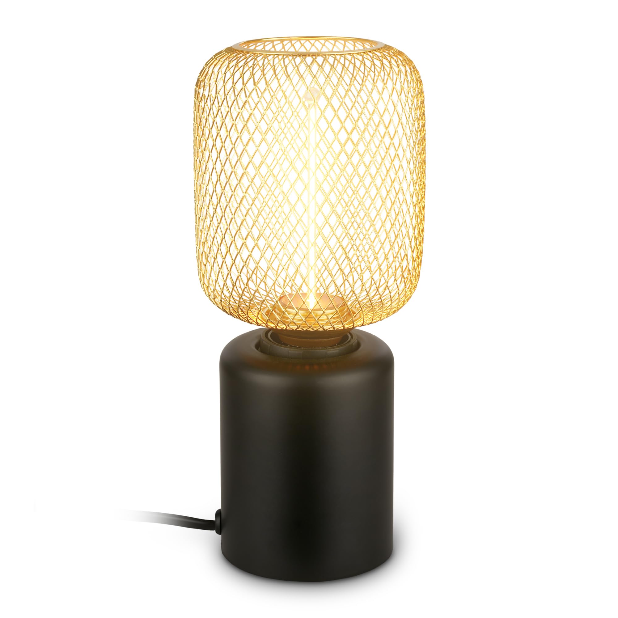 briloner-tischlampe-drahtgeflecht-e27-warmwei-gold-schwarz-10x25cm-mit-kabelscha image 1