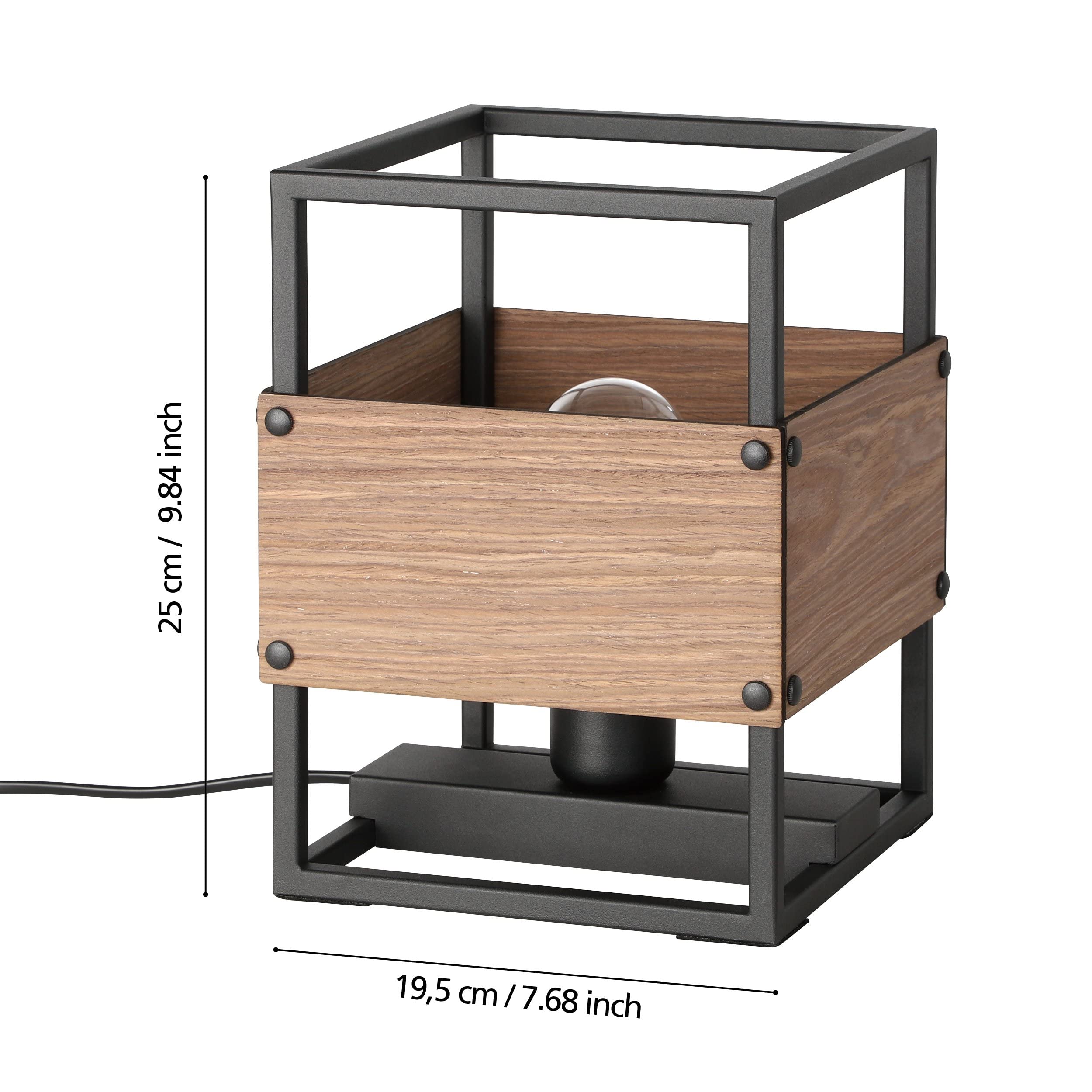eglo-evesham-tischlampe-e27-industrial-holz-dunkelbraun-schwarz-25-cm image 3