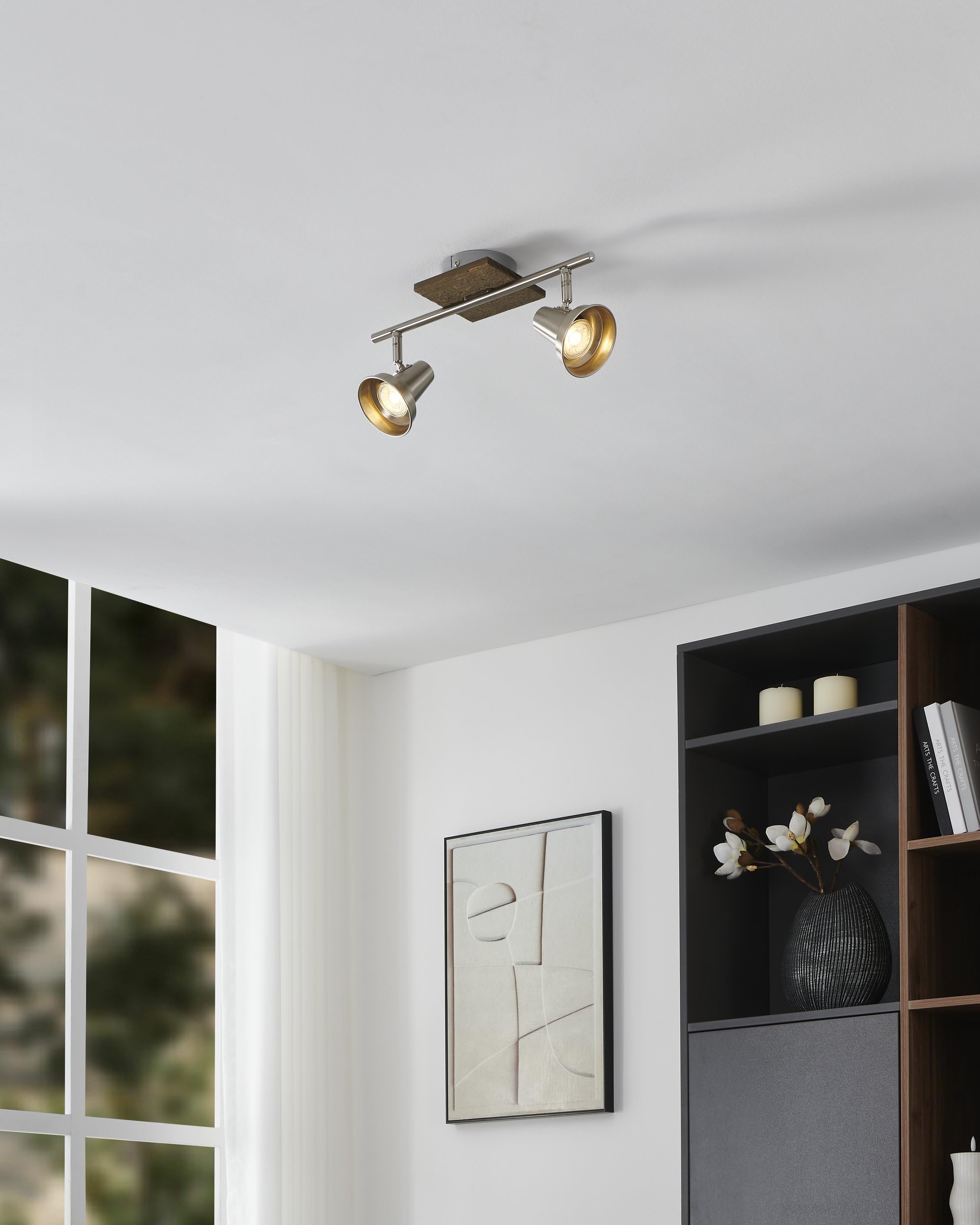 eglo-filipina-deckenlampe-2-flammig-spotbalken-nickel-matt-holz-gu10 image 2