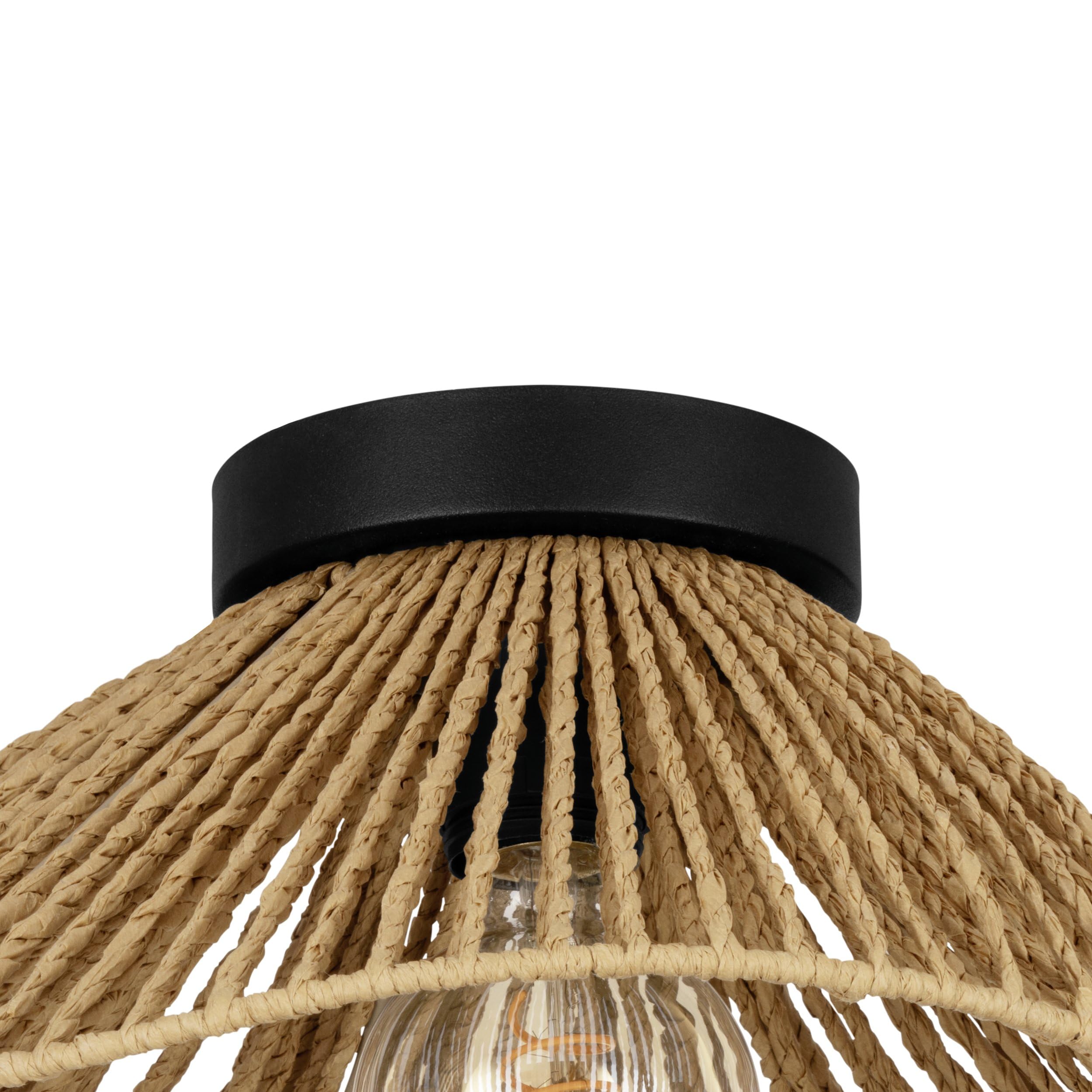 eglo-lavister-deckenlampe-japan-stil-39-cm-schwarz-mit-papier-natur-e27 image 3