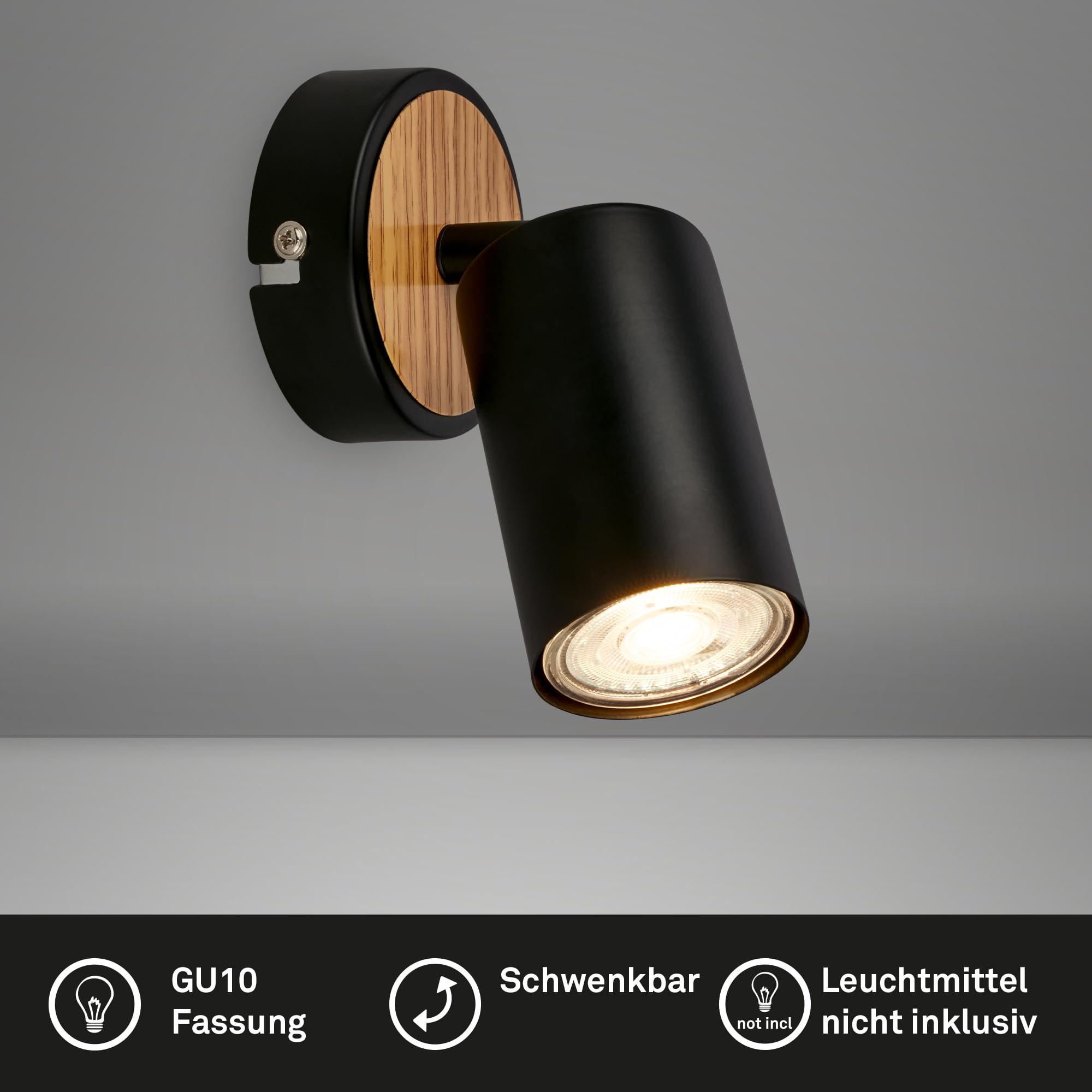 briloner-wandleuchte-schwenkbar-gu10-max-9w-8x15-5-cm-schwarz-holz image 2