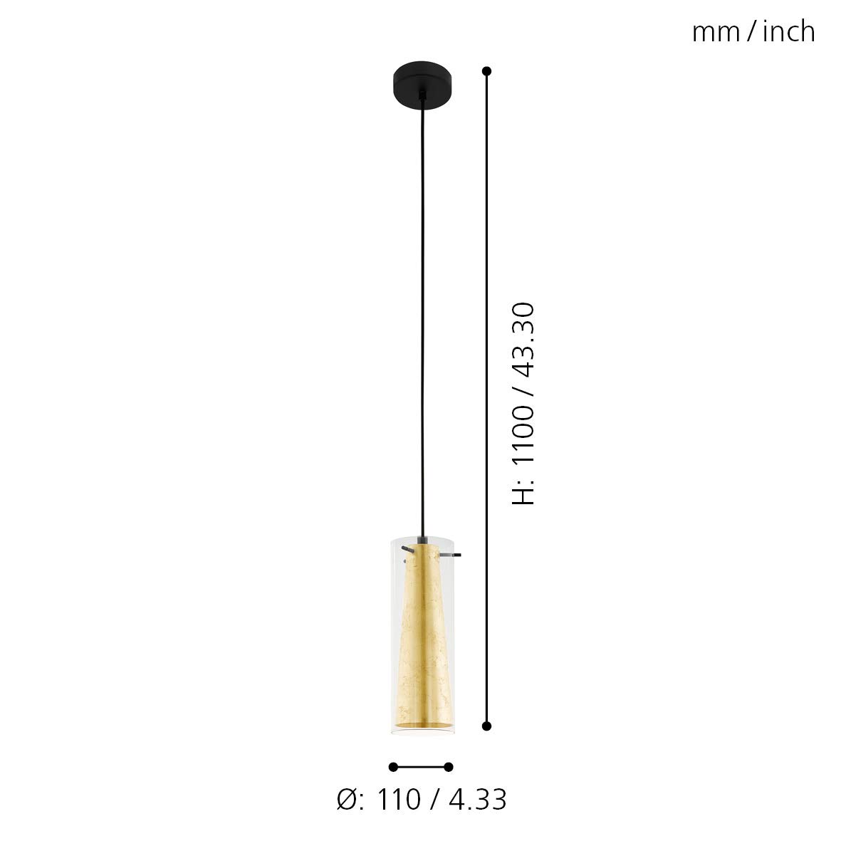 eglo-pinto-gold-pendellampe-e27-schwarz-gold-glas-11-cm image 5