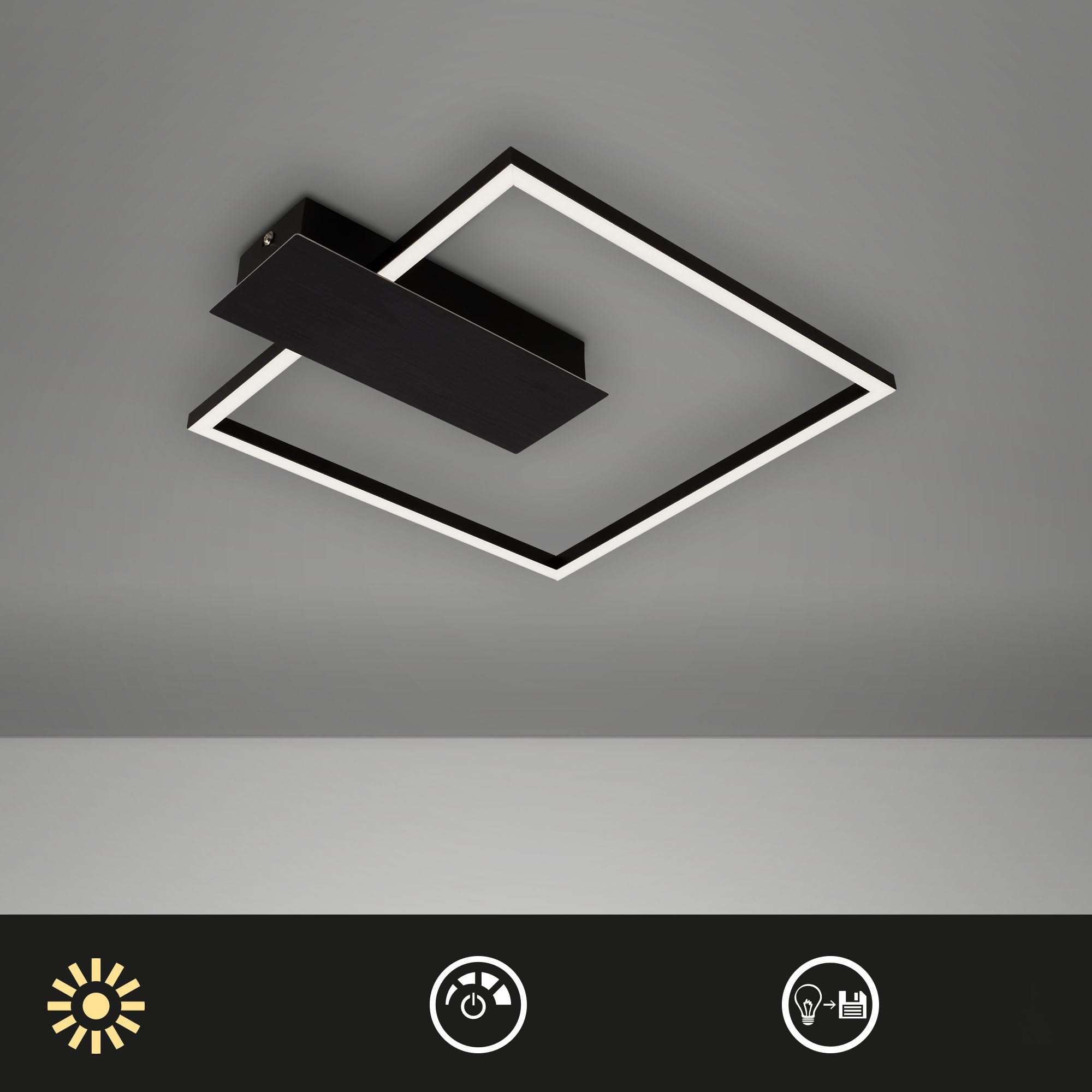 briloner-led-deckenleuchte-eckig-schwarz-dimmbar-3-stufen-375x320mm-12w-1400-lm- image 2
