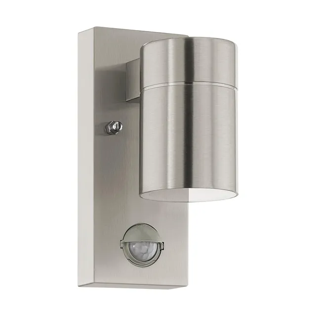 eglo-riga-5-led-au-en-wandleuchte-edelstahl-mit-bewegungsmelder-gu10-ip44 image 1