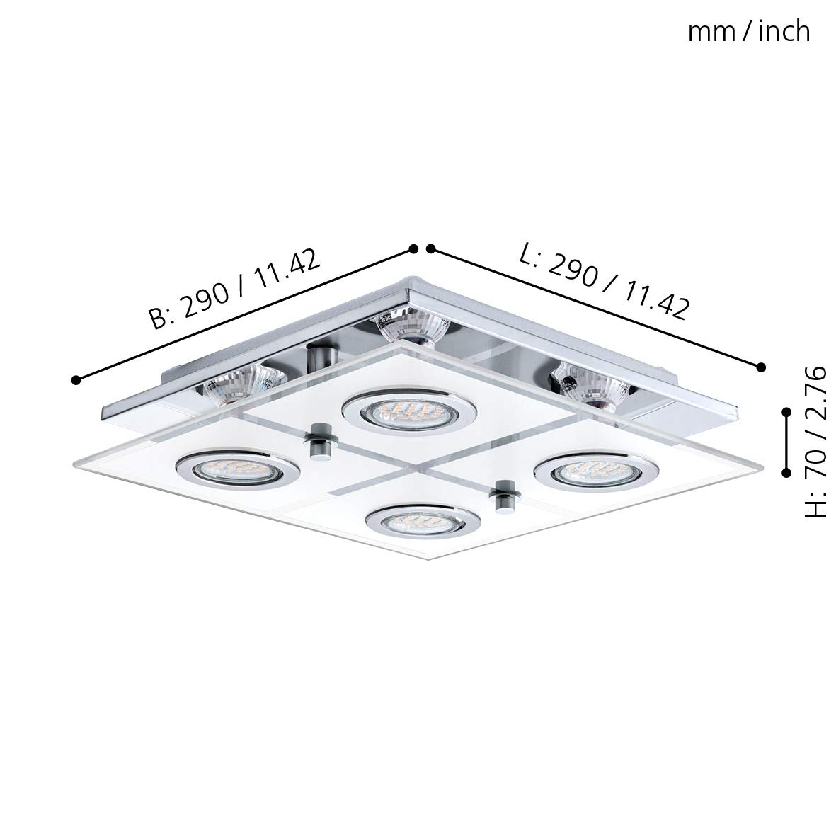 eglo-deckenlampe-cabo-4-flammig-led-deckenleuchte-gu10-edelstahl-mit-glas-wei-29 image 5