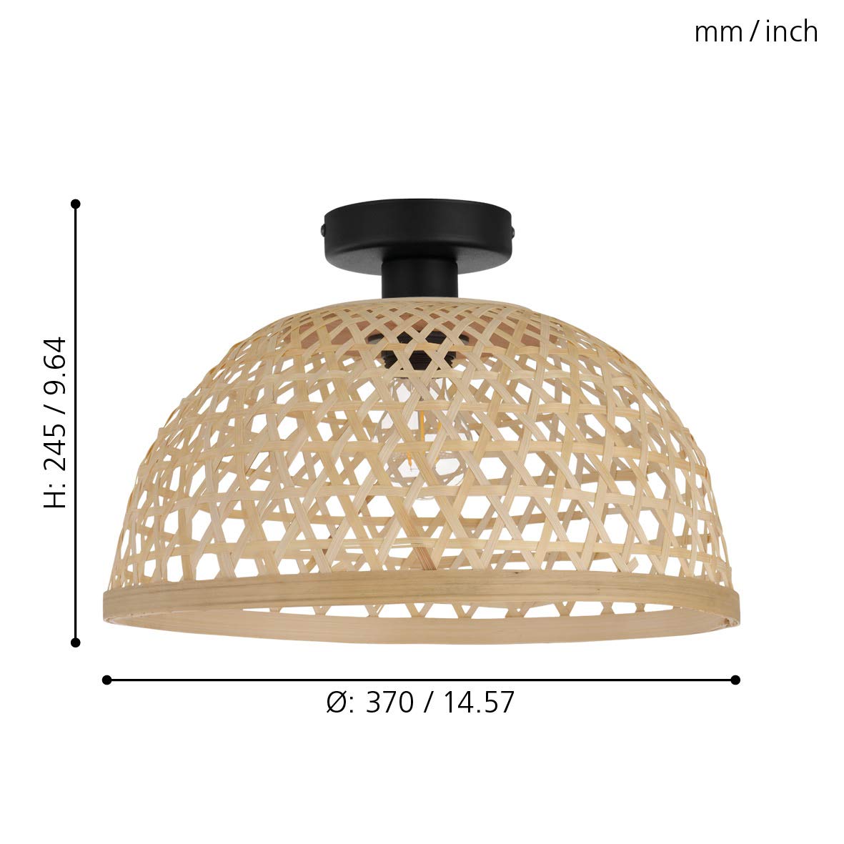 eglo-claverdon-deckenleuchte-boho-natur-e27-37-cm image 2